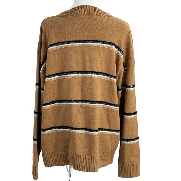 Talbots Twinkle Stripe Sweater Cafe Combo Tan Women's Large Pullover - Picture 3 of 13